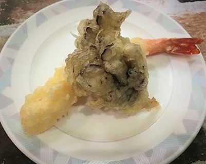 大海老と道産舞茸の天ぷら